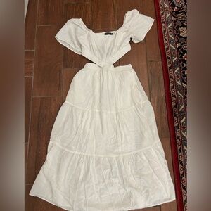 Leani size L white maxi skirt crop top attached 2 piece